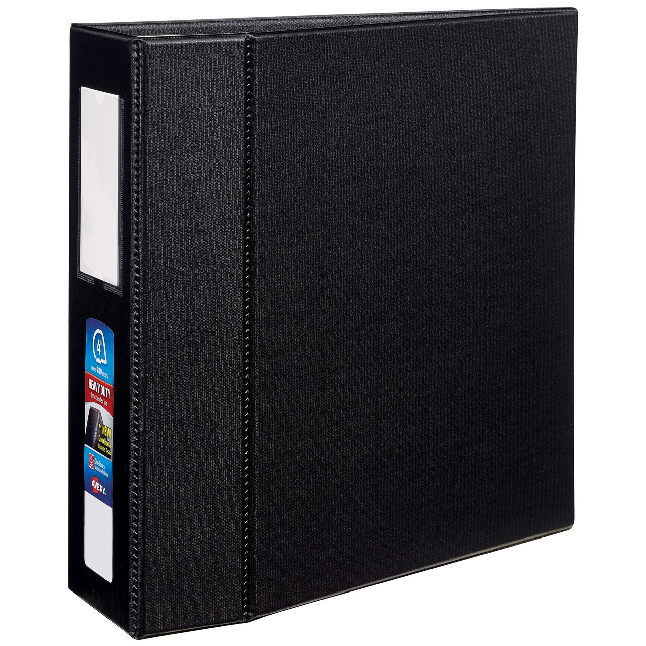 Avery Heavy-Duty 3 Ring Binder with Label Holder, 4" One Touch EZD Rings, 4.5" Spine, 1 Black Binder (79994)
